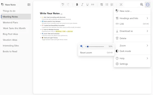 Notebook: Quick and Simple Notes ডাউনলোড করুন – সেরা নোট-টেকিং এক্সটেনশন - Screenshot 2