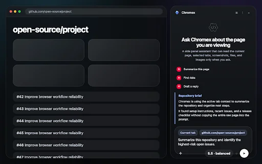 Chromex ডাউনলোড করুন – সেরা AI ব্রাউজার অ্যাসিস্ট্যান্ট - Screenshot 1