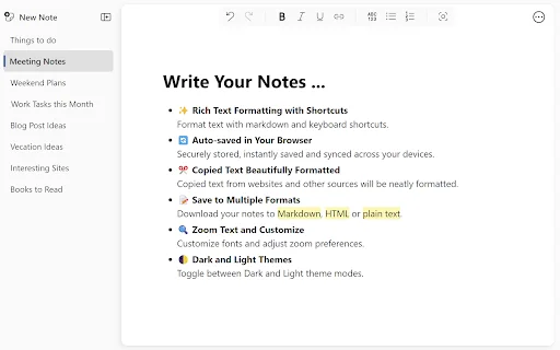 Notebook: Quick and Simple Notes ডাউনলোড করুন – সেরা নোট-টেকিং এক্সটেনশন - Screenshot 1